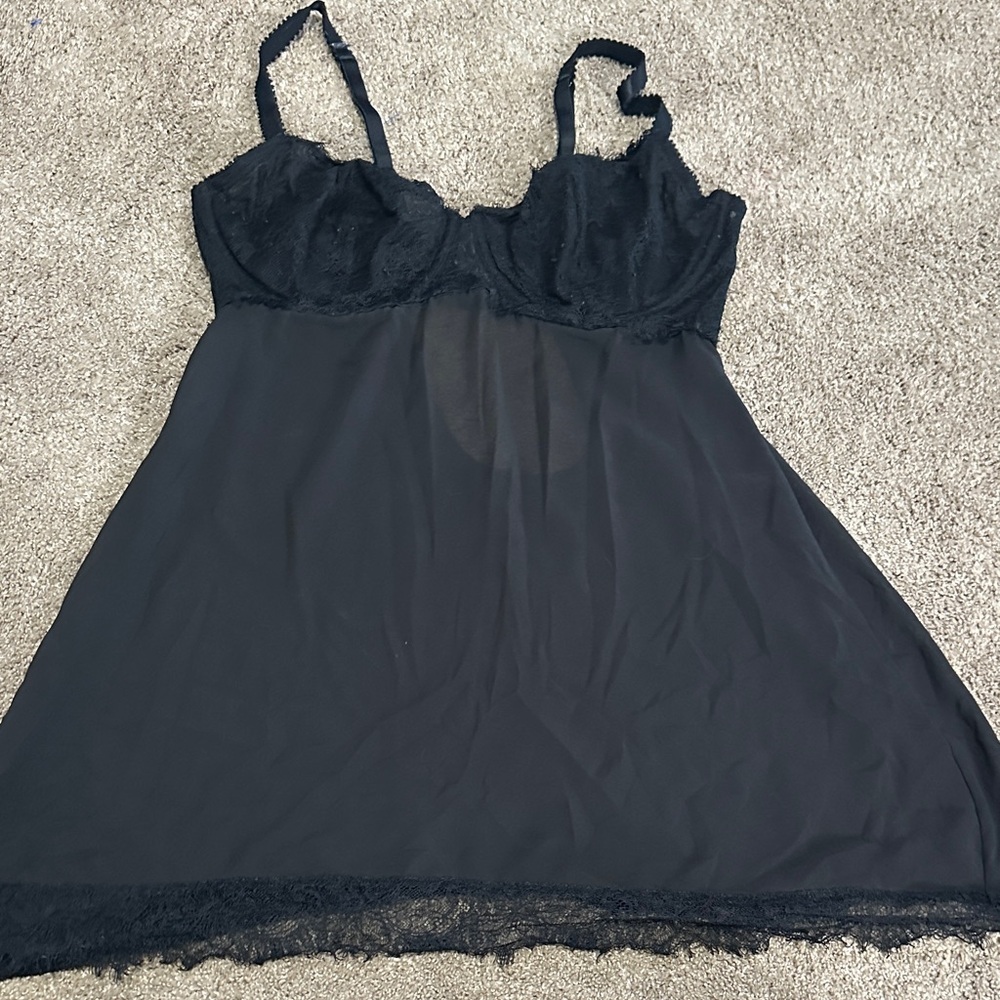 Black Lace Babydoll Chemise Nightgown